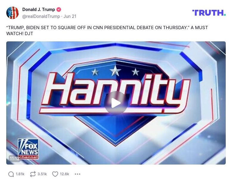 Post preview from Donald Trump