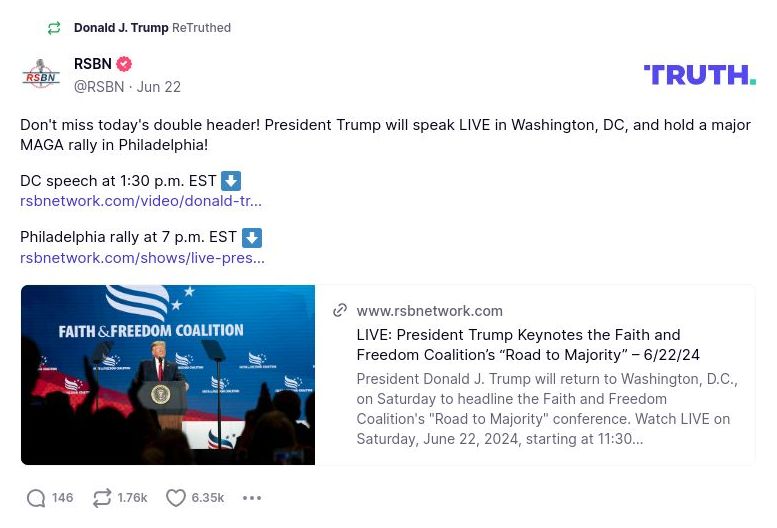 Post image from Donald Trump