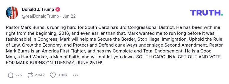 Post preview from Donald Trump