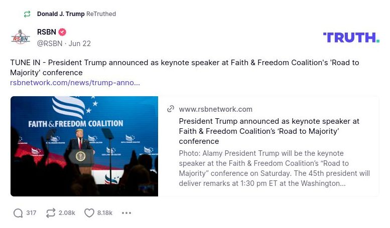 Post image from Donald Trump