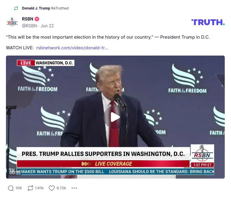 Post image from Donald Trump