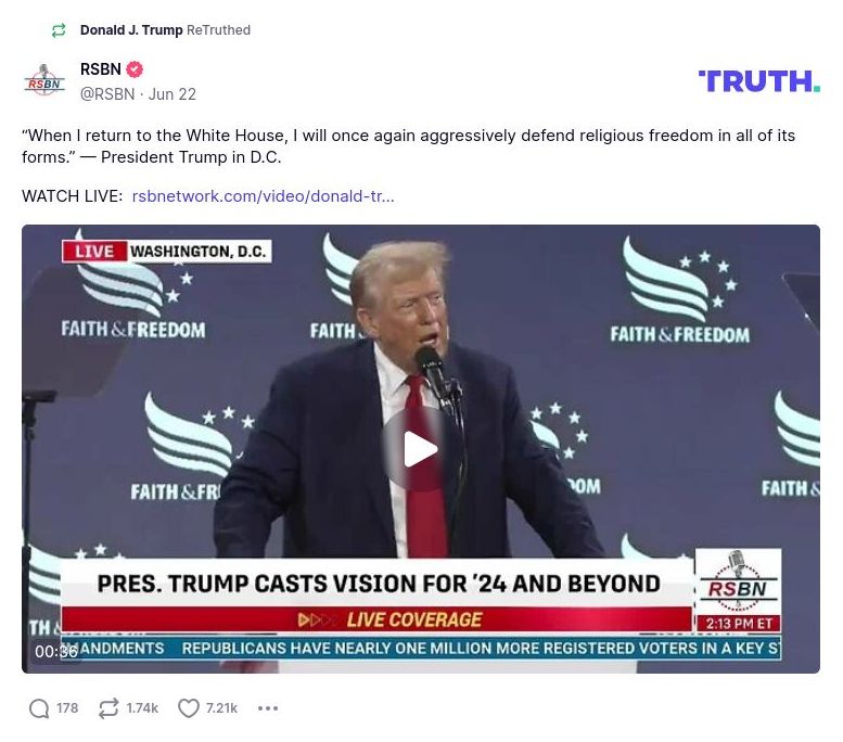 Post image from Donald Trump