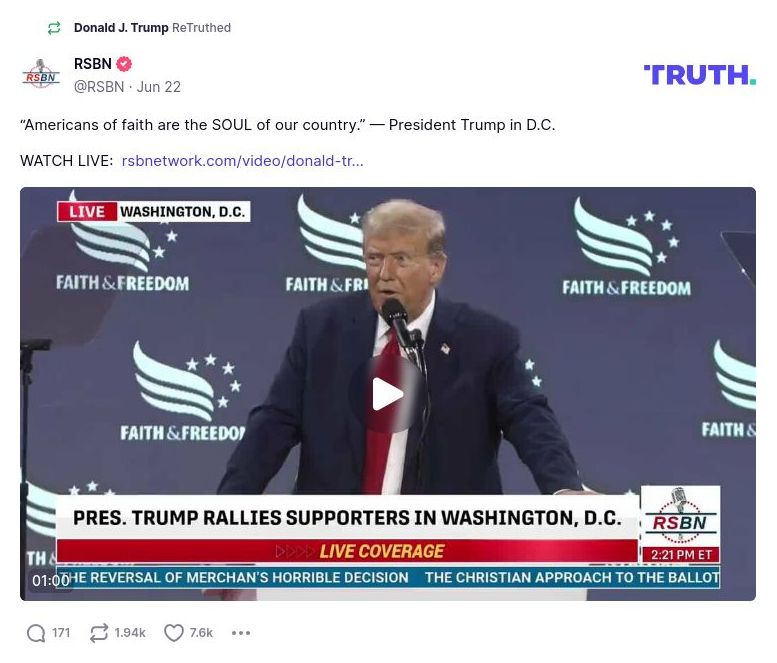 Post image from Donald Trump