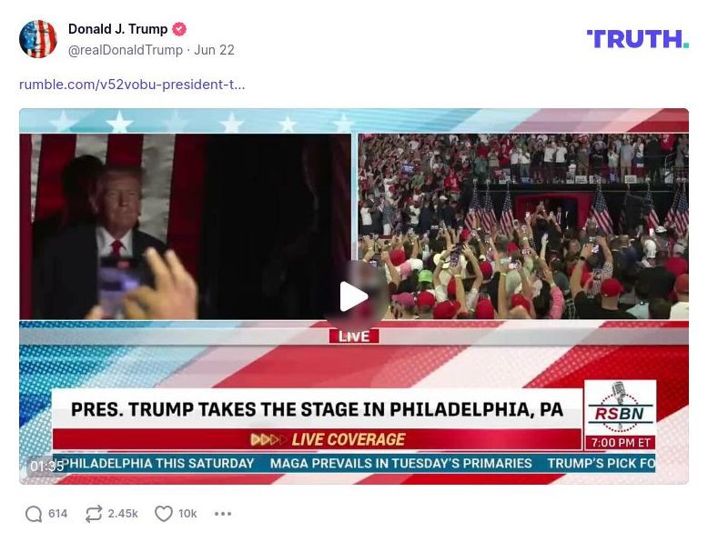 Post image from Donald Trump