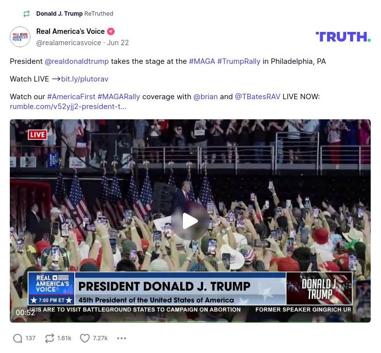 Post image from Donald Trump