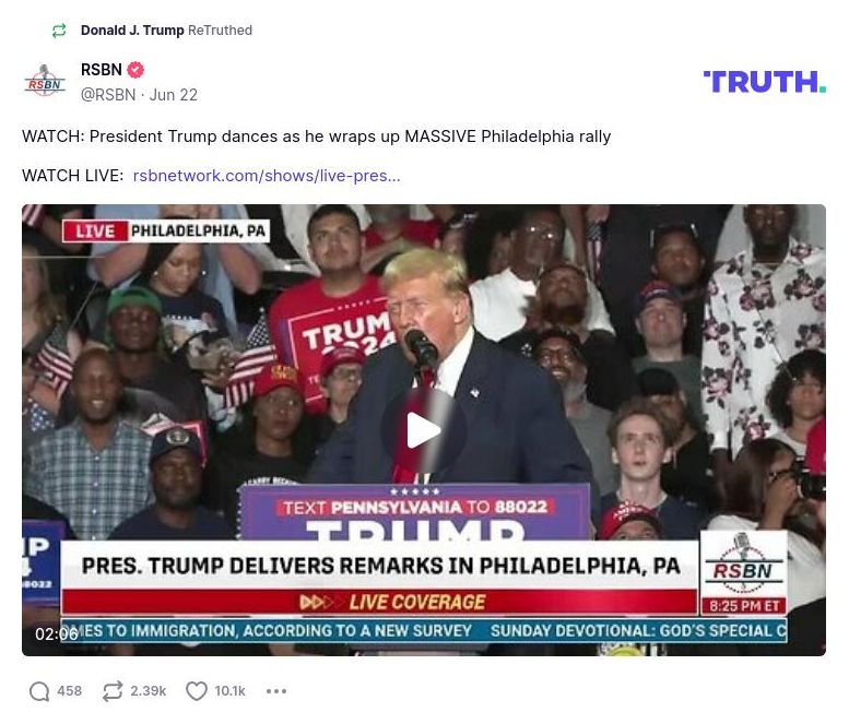 Post image from Donald Trump