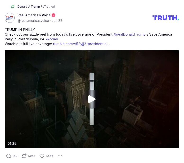 Post image from Donald Trump