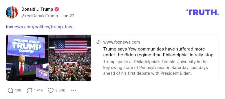 Post image from Donald Trump