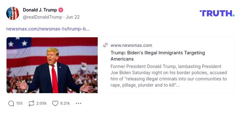 Post preview from Donald Trump