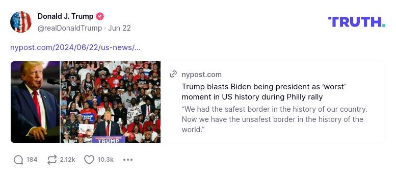 Post image from Donald Trump