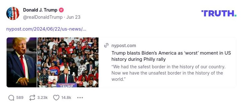 Post image from Donald Trump