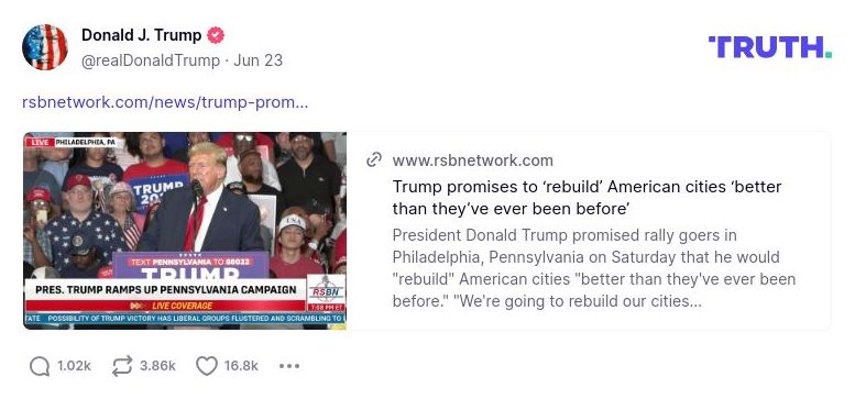 Post image from Donald Trump