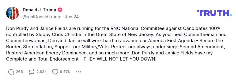 Post preview from Donald Trump