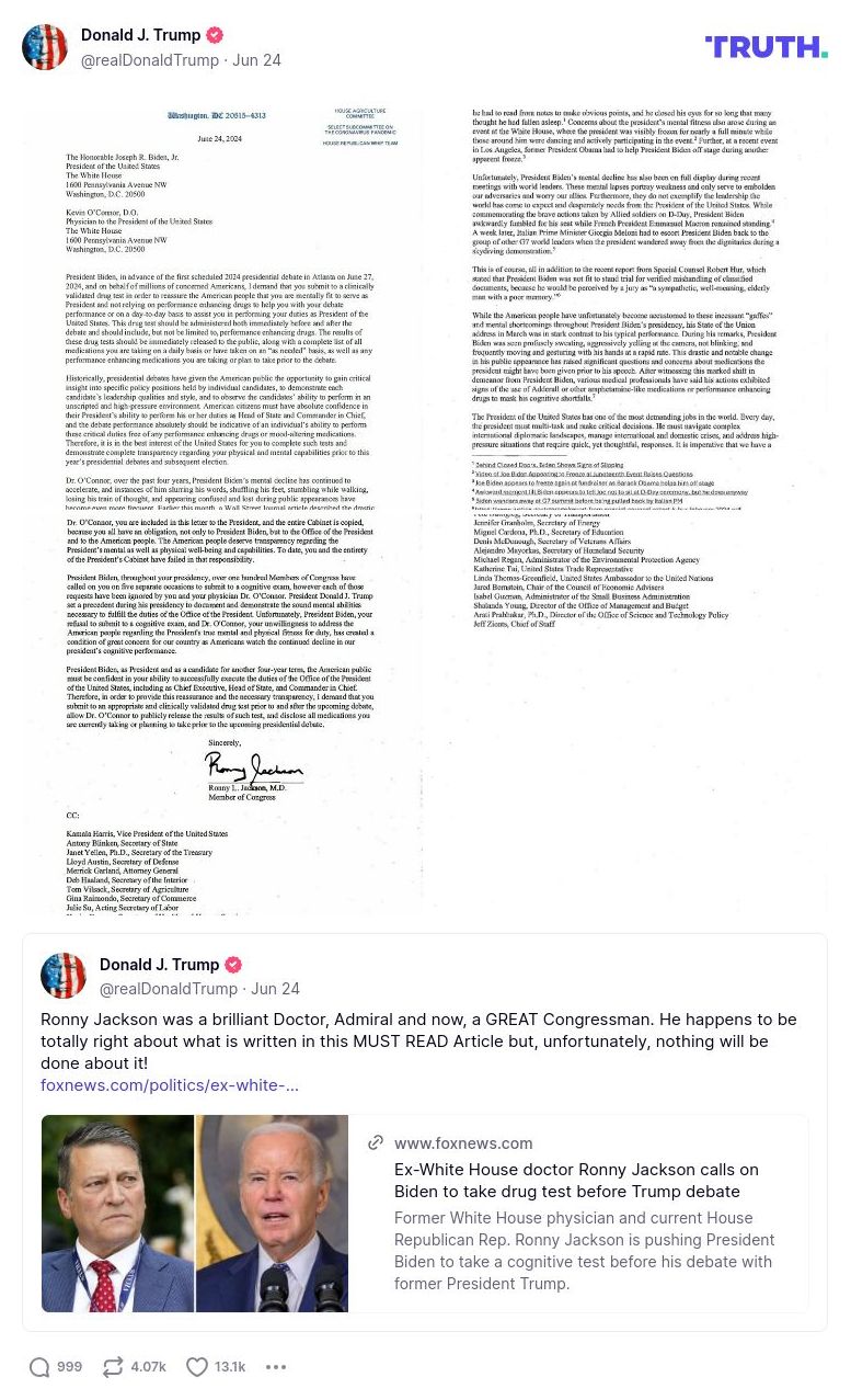 Post image from Donald Trump