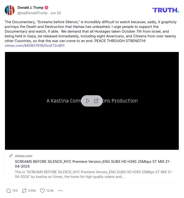 Post preview from Donald Trump