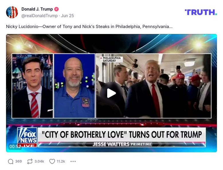 Post image from Donald Trump