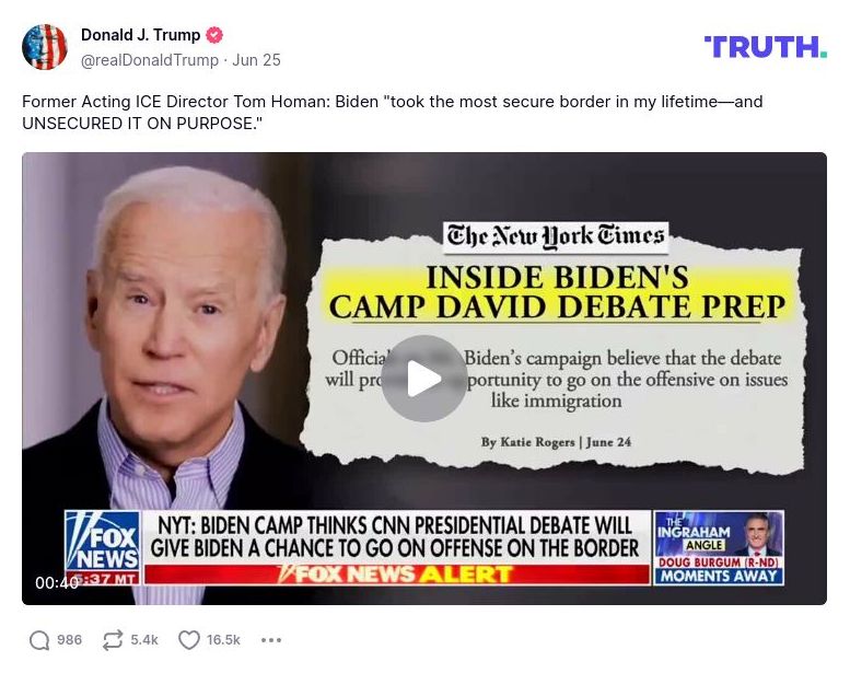 Post image from Donald Trump