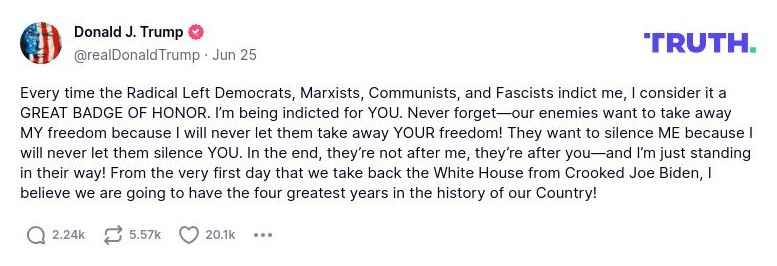 Post image from Donald Trump