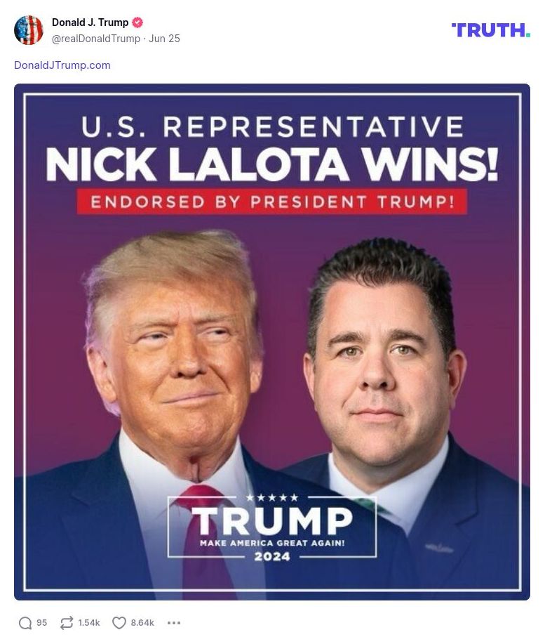 Post image from Donald Trump