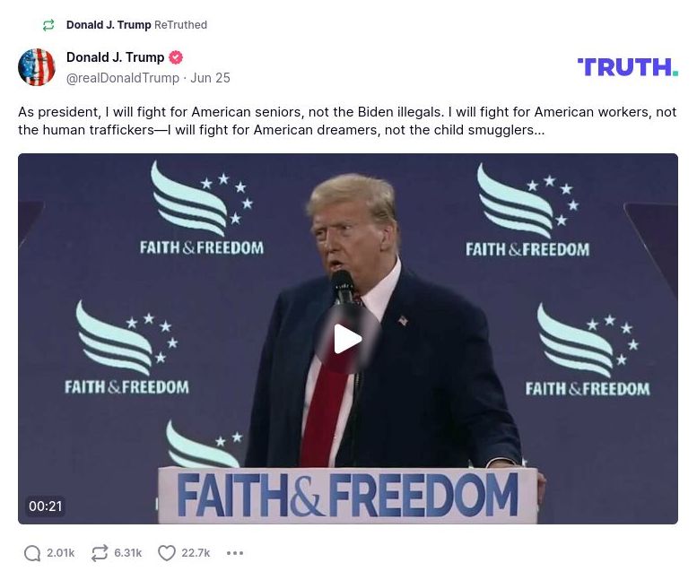 Post image from Donald Trump