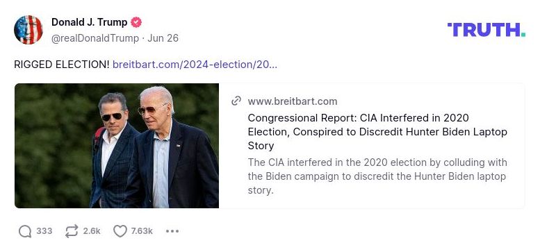 Post image from Donald Trump