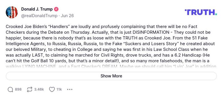 Post preview from Donald Trump