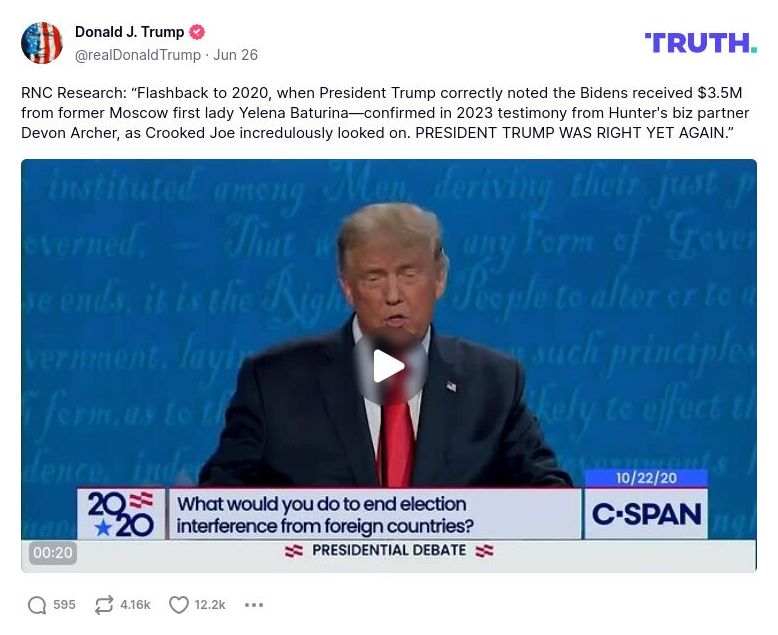 Post image from Donald Trump