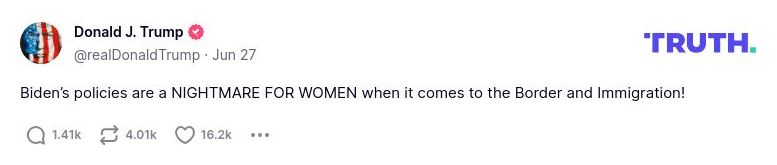 Post preview from Donald Trump