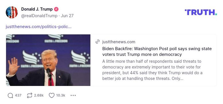 Post image from Donald Trump