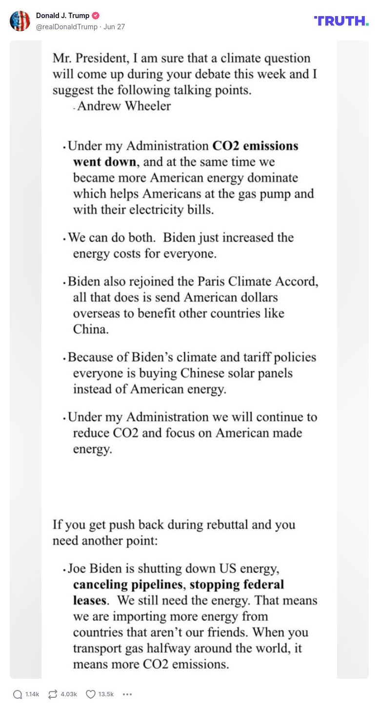 Post image from Donald Trump