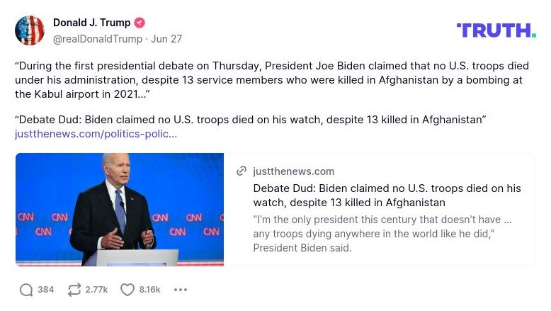 Post image from Donald Trump