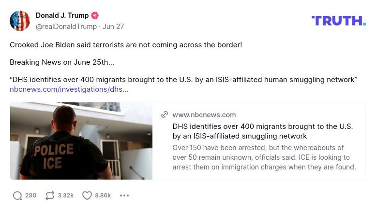 Post image from Donald Trump