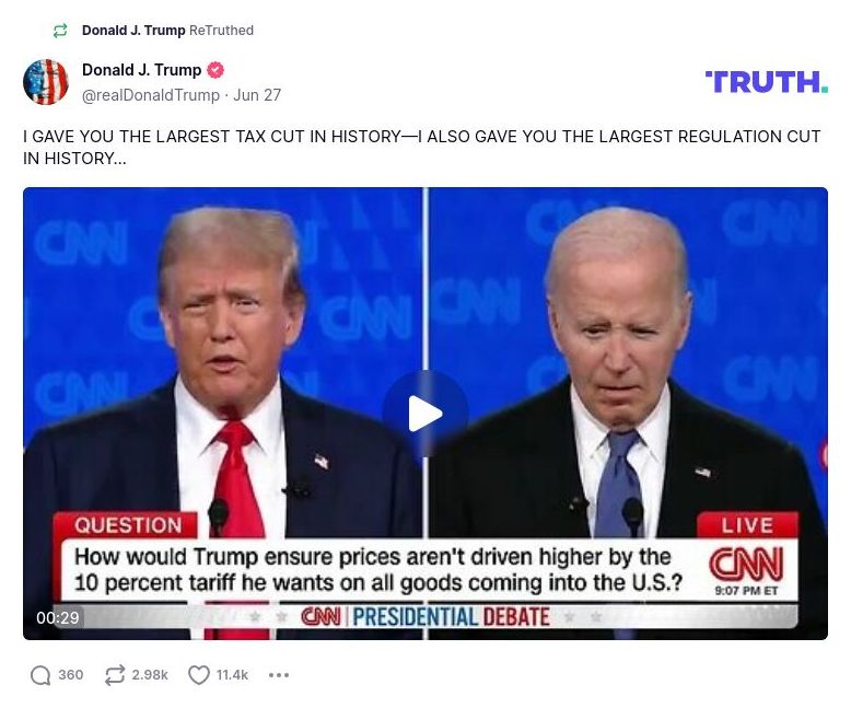 Post image from Donald Trump