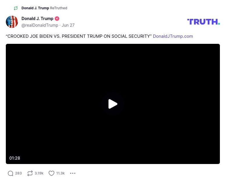 Post image from Donald Trump