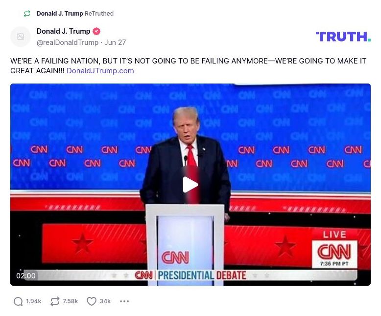 Post image from Donald Trump