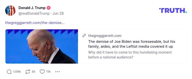 Post preview from Donald Trump