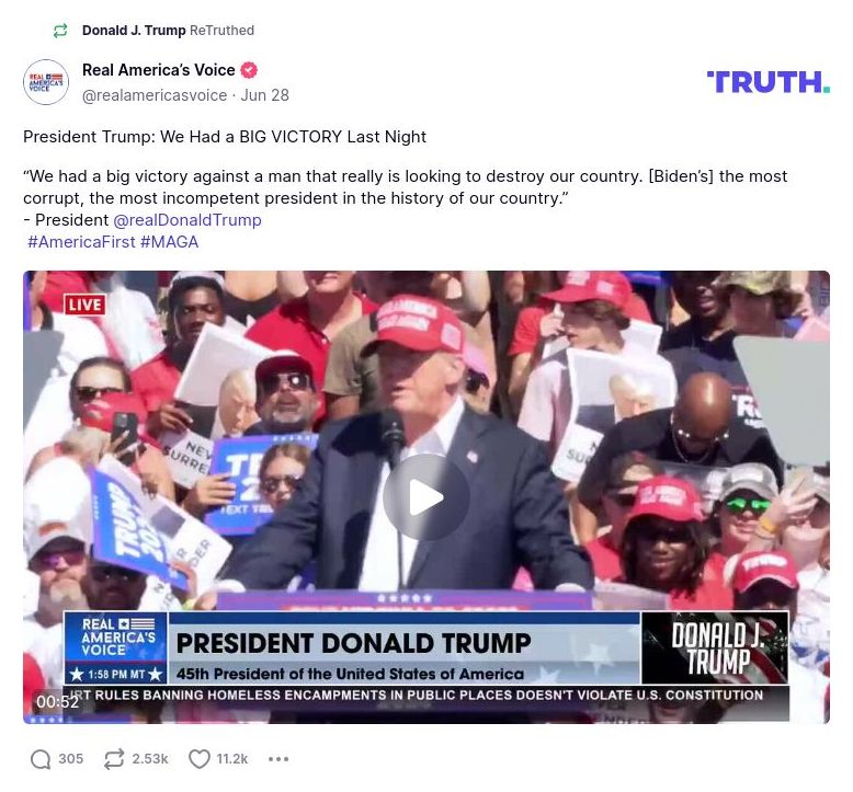 Post image from Donald Trump