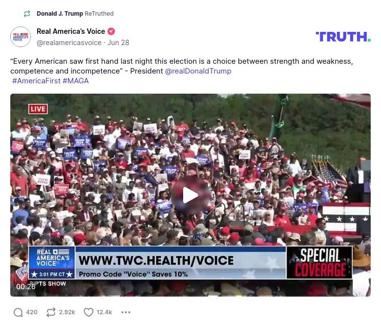 Post image from Donald Trump