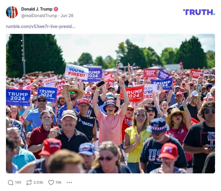 Post image from Donald Trump