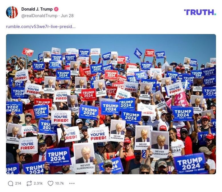 Post image from Donald Trump