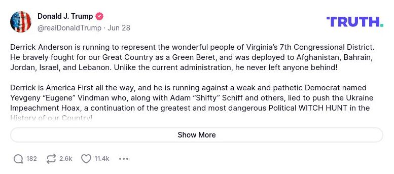 Post preview from Donald Trump