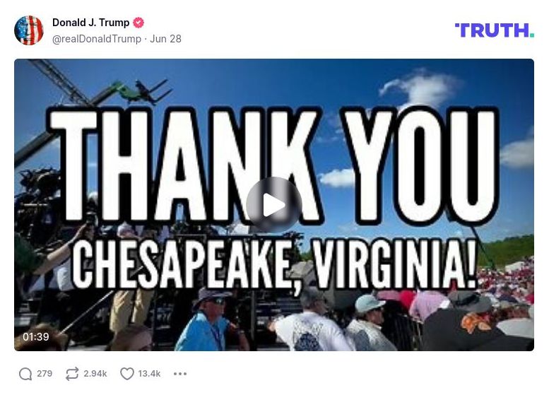 Post image from Donald Trump