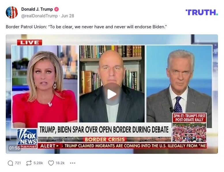 Post preview from Donald Trump