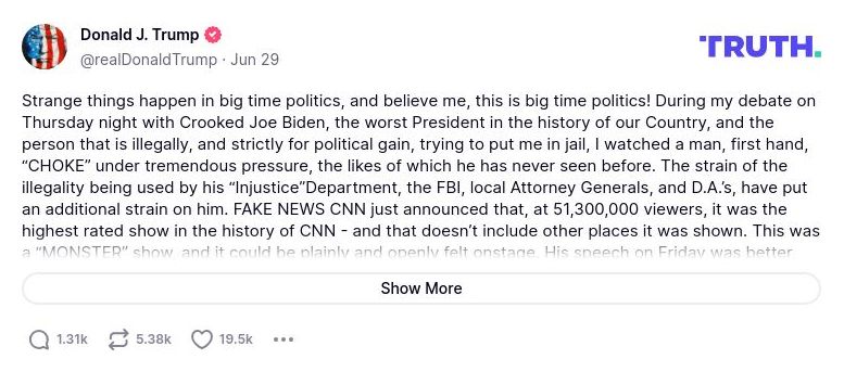 Post preview from Donald Trump