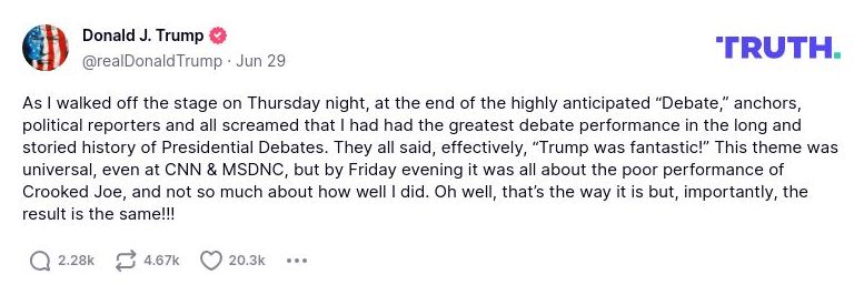 Post preview from Donald Trump