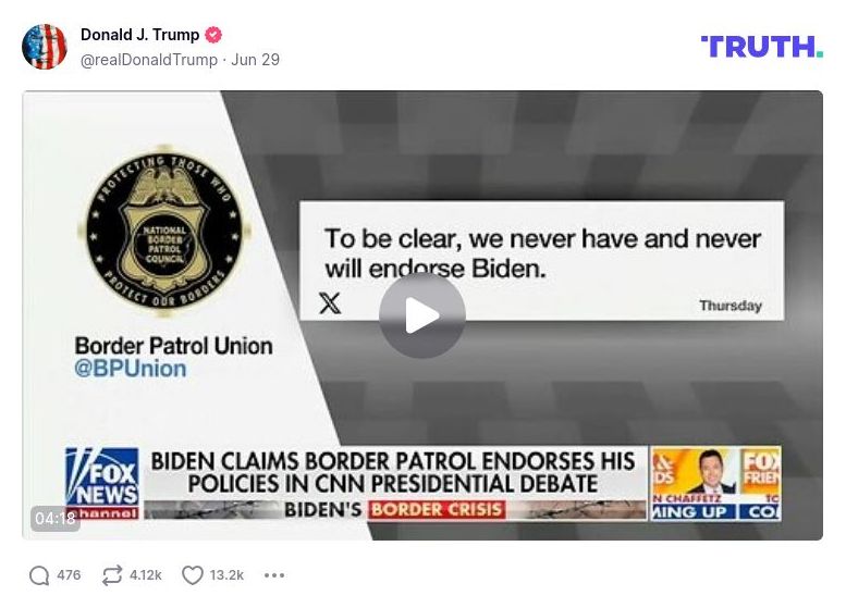 Post image from Donald Trump