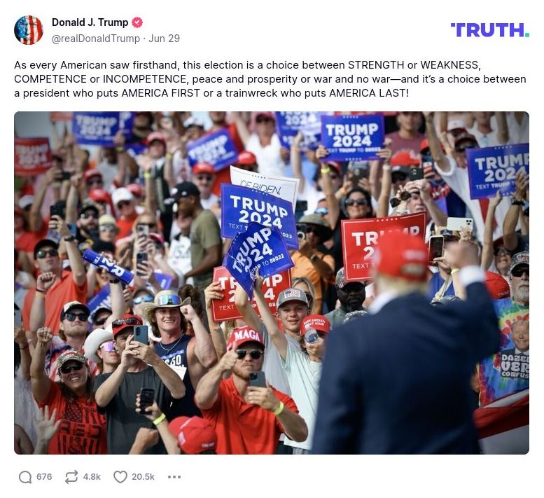 Post image from Donald Trump