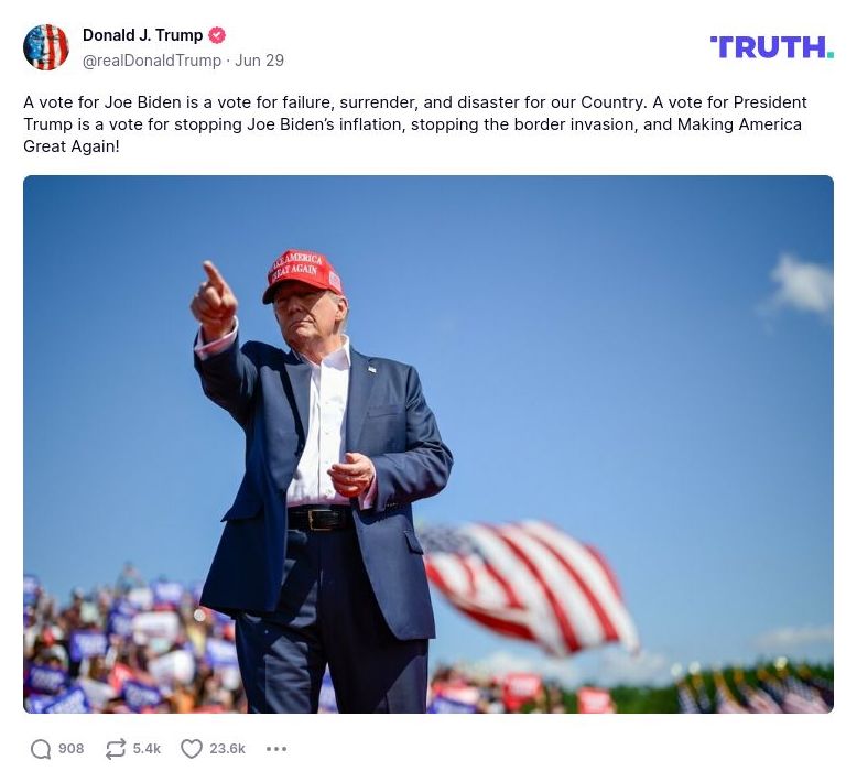 Post preview from Donald Trump