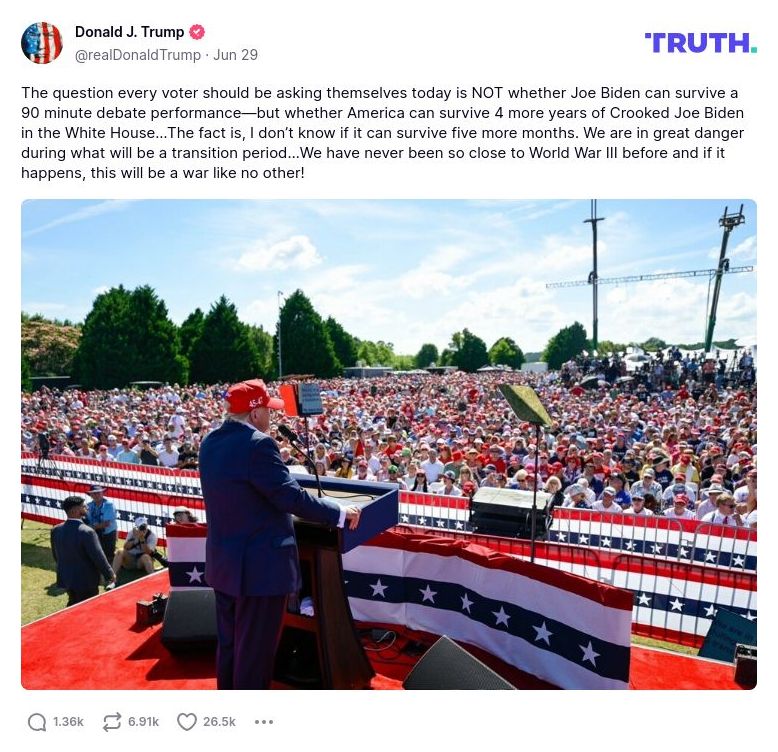 Post image from Donald Trump