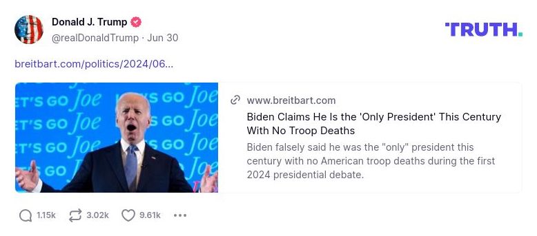 Post preview from Donald Trump